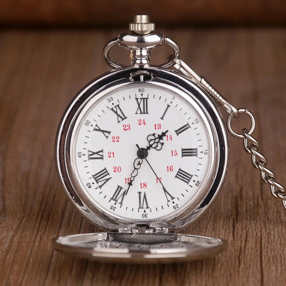 Fashion Polish Smooth Quartz Pocket watch Special Ruman Number Dial Pendant Necklace Men Women Fob Watch Gifts for Men