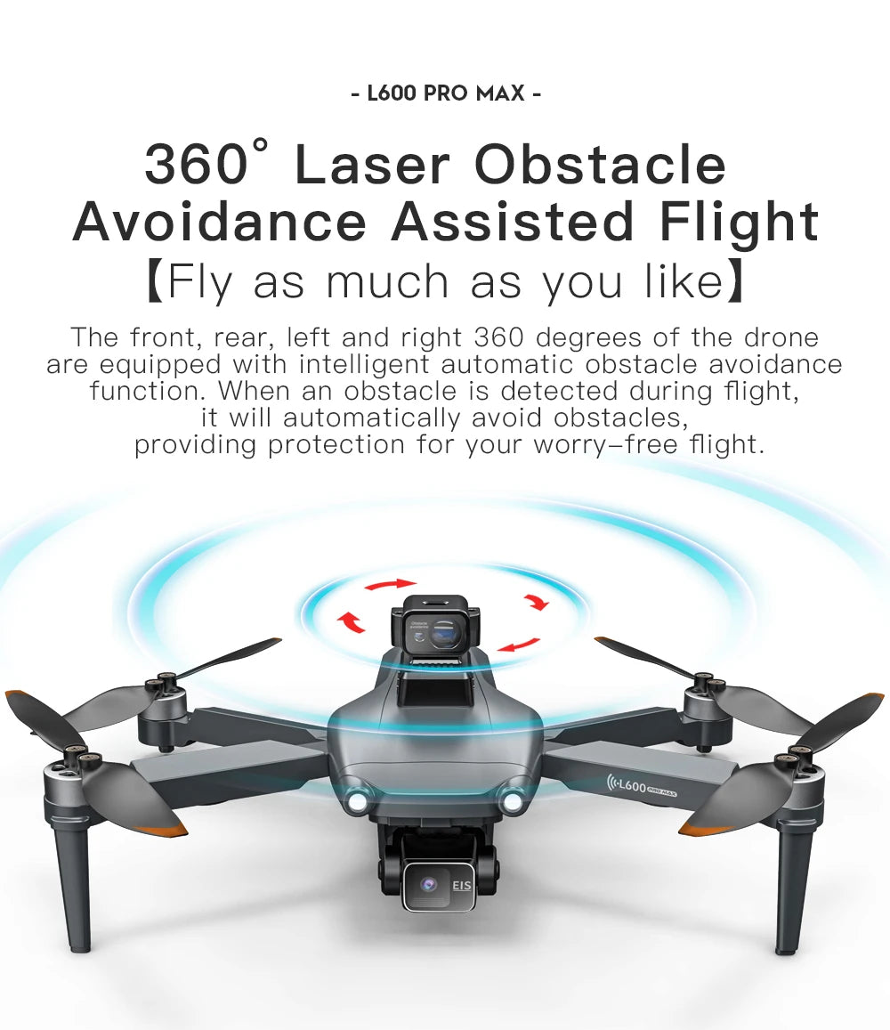 L600 PRO / PRO MAX Drone 4K Profesional Dual Camera 3-axis Gimbal Brushless Obstacle Avoidance WiFi FPV Dron RC Quadcopter Toys