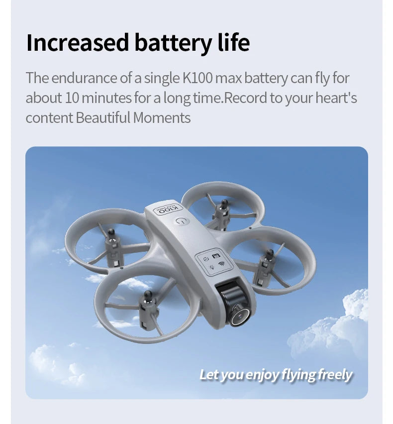 K100 MAX HD 8K Drone With Dual Cameras Obstacle Avoidance Optical Flow Professional Aerial Photography Video For Kid Adults Gift