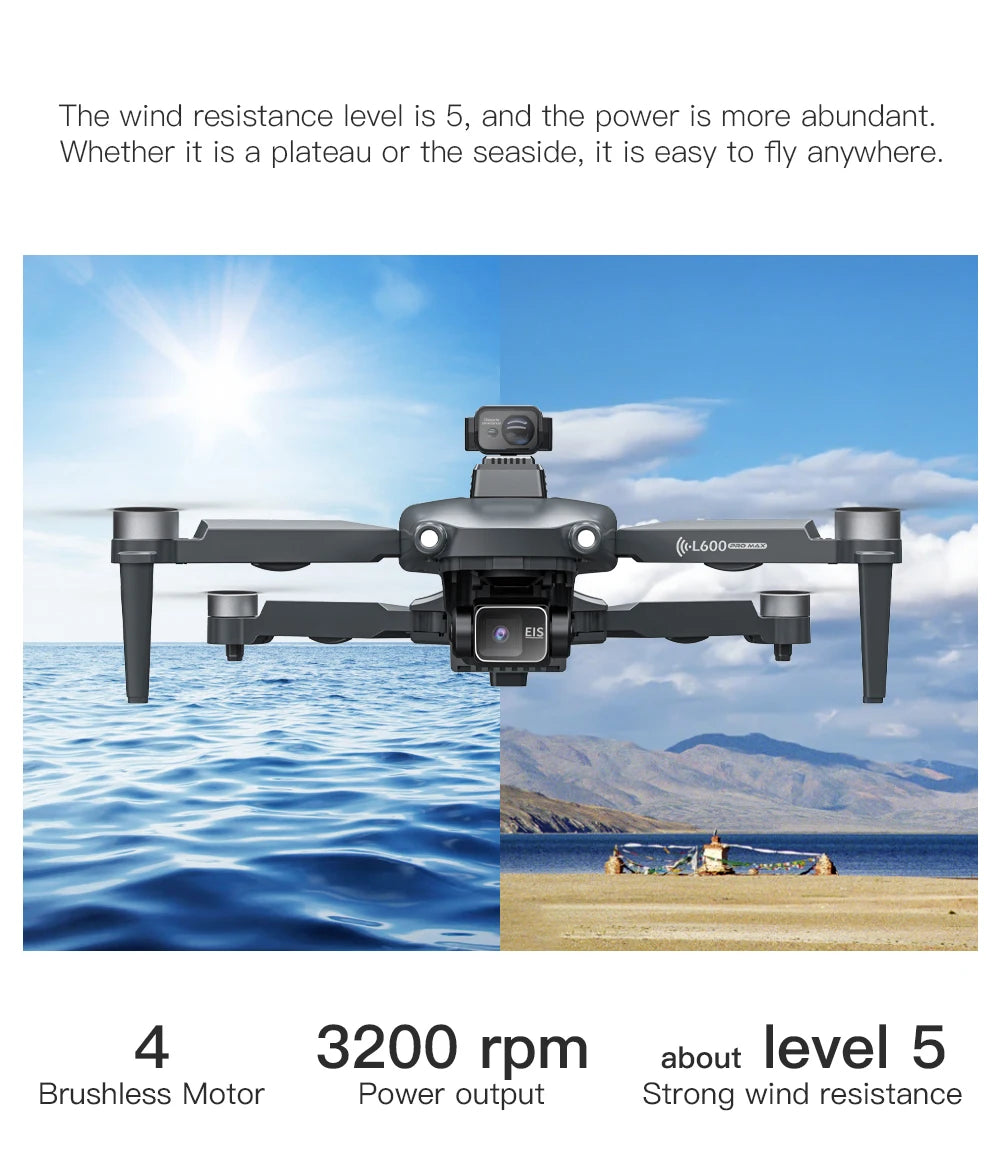 L600 PRO / PRO MAX Drone 4K Profesional Dual Camera 3-axis Gimbal Brushless Obstacle Avoidance WiFi FPV Dron RC Quadcopter Toys