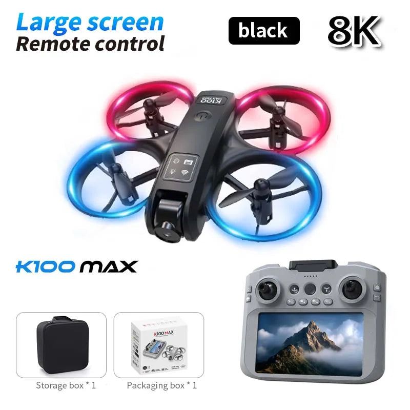 K100 MAX HD 8K Drone With Dual Cameras Obstacle Avoidance Optical Flow Professional Aerial Photography Video For Kid Adults Gift