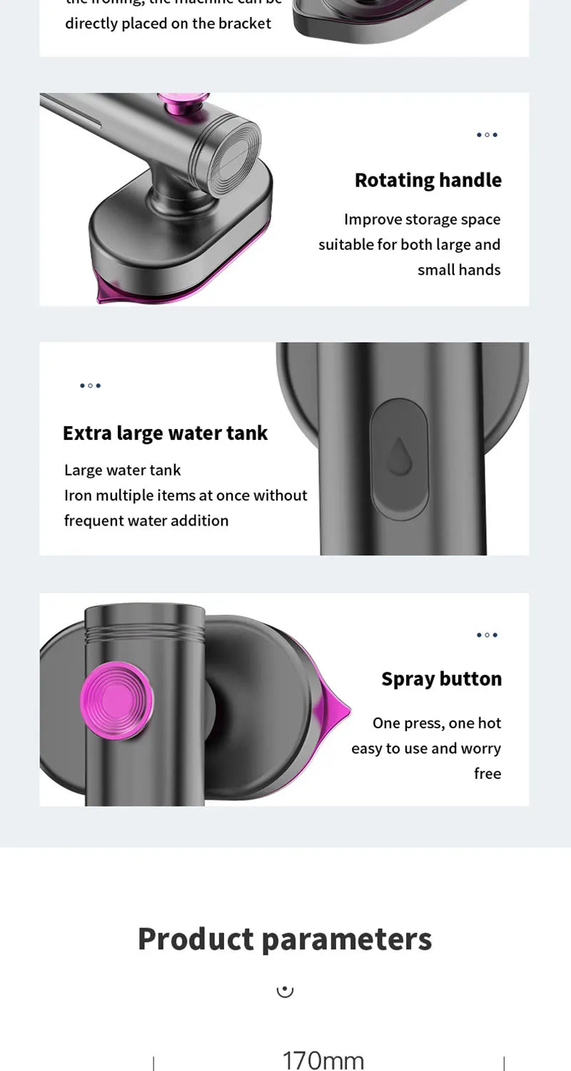 Portable Mini Steam Iron For Clothes Foldable Handheld Electric Ironer Wet Dry Garment Steamer Ironing Machine Travel Home Appli