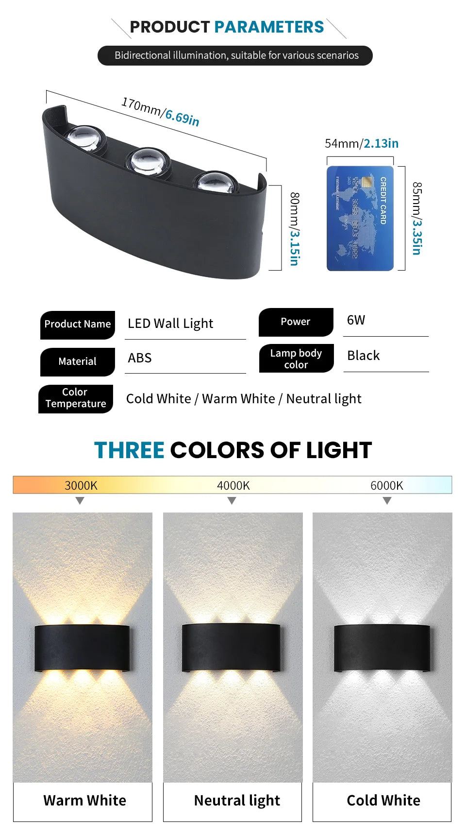 Led Wall Lamp Waterproof IP66 Up And Down Lighting Garden Decoration AC85-265V indoor&outdoor Wall Light for Bedroom Living Room