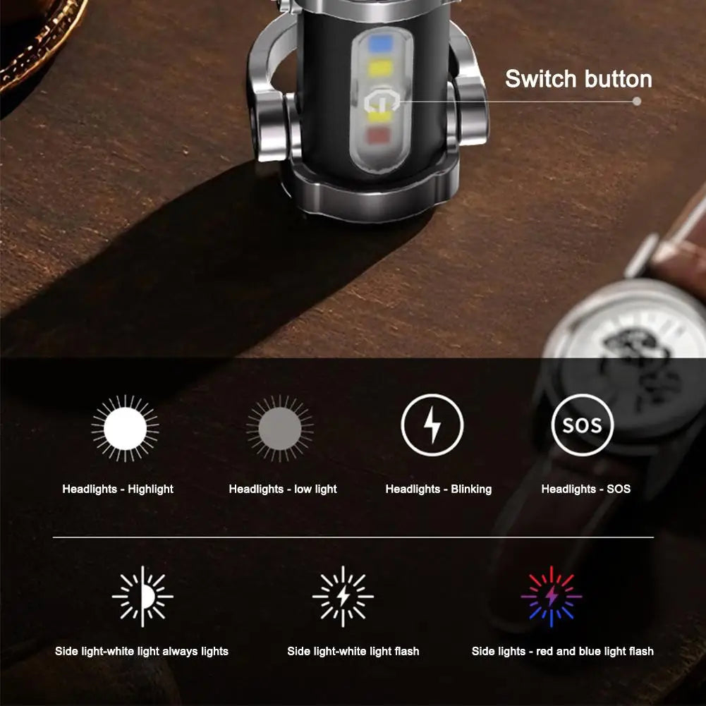 LED Keychain Light USB Charging Small Camping Flashlight Powerful LED Key Chain Lamp for Outdoor Survival Fishing Climbing
