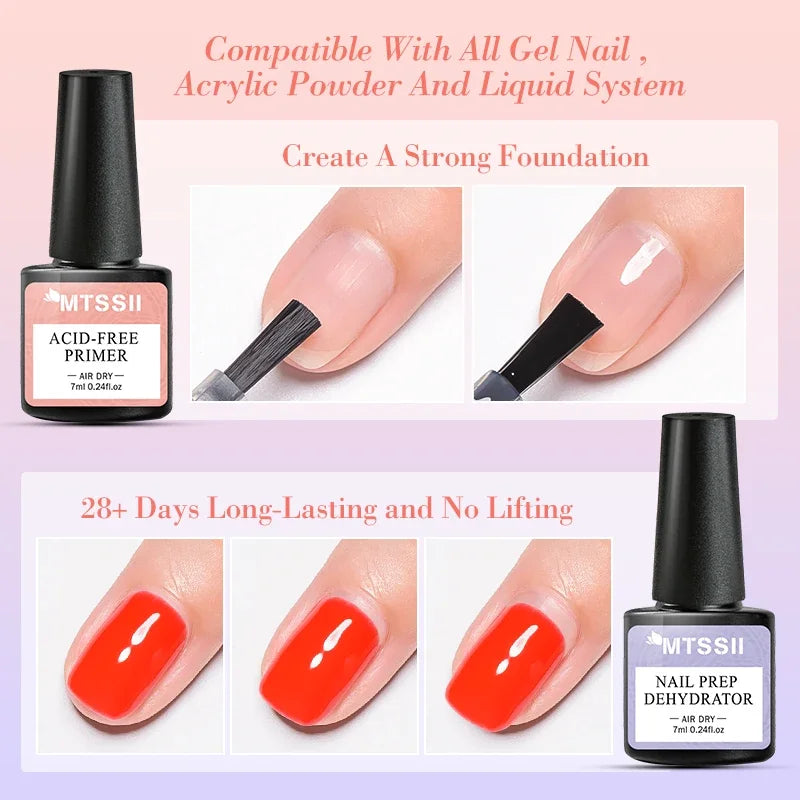 7ml Nail-Primer & Prep Dehydrator Gel Nail Polish 28 Days+ Long-Lasting No Need UV LED Lamp Nail Gel Base Top Coat Varnishes