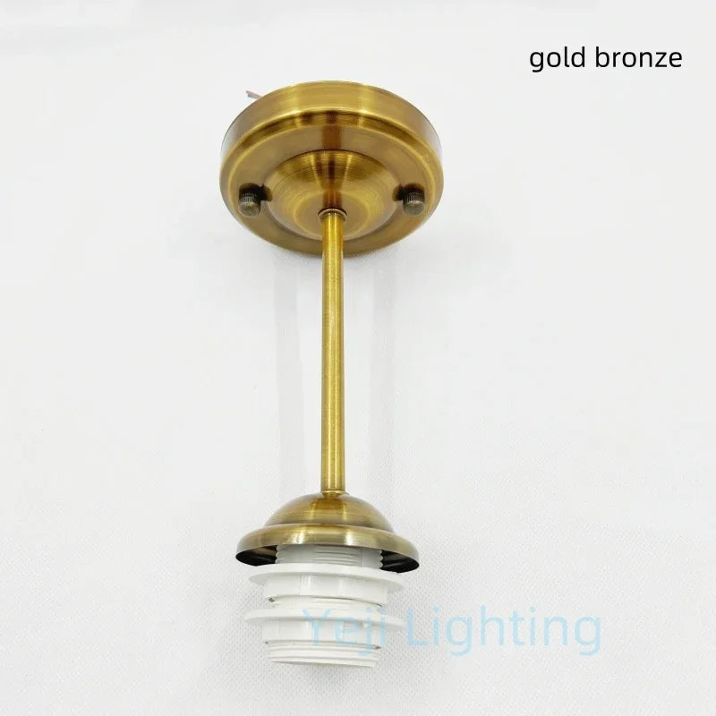 E27 Socket Lamp Holder with Ceiling Plate Ceiling Canopy Metal Rod Iron Ceiling Rose with Rod Lamp Base for LED Chandelier DIY