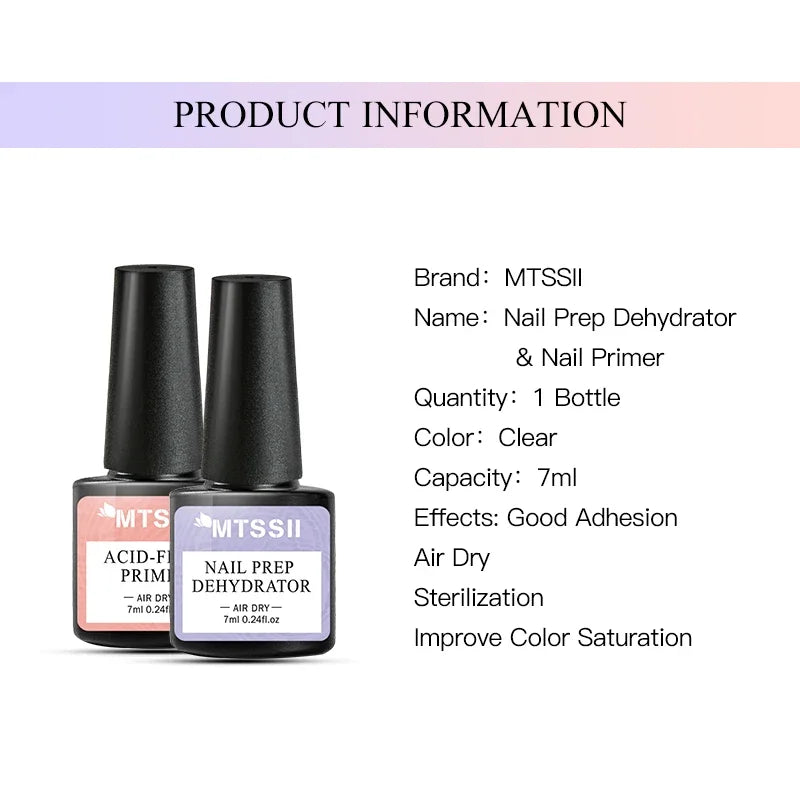 7ml Nail-Primer & Prep Dehydrator Gel Nail Polish 28 Days+ Long-Lasting No Need UV LED Lamp Nail Gel Base Top Coat Varnishes