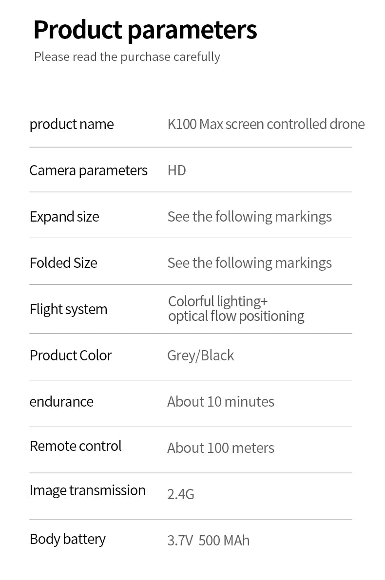 K100 MAX HD 8K Drone With Dual Cameras Obstacle Avoidance Optical Flow Professional Aerial Photography Video For Kid Adults Gift