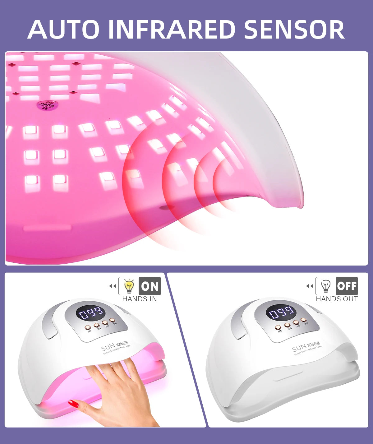 SUN X26 MAX Nail Dryer Machine 380W UV LED Lamp for Nails 81LEDS Gel Polish Curing Manicure Lamp With Auto Smart Sensor Nail Art
