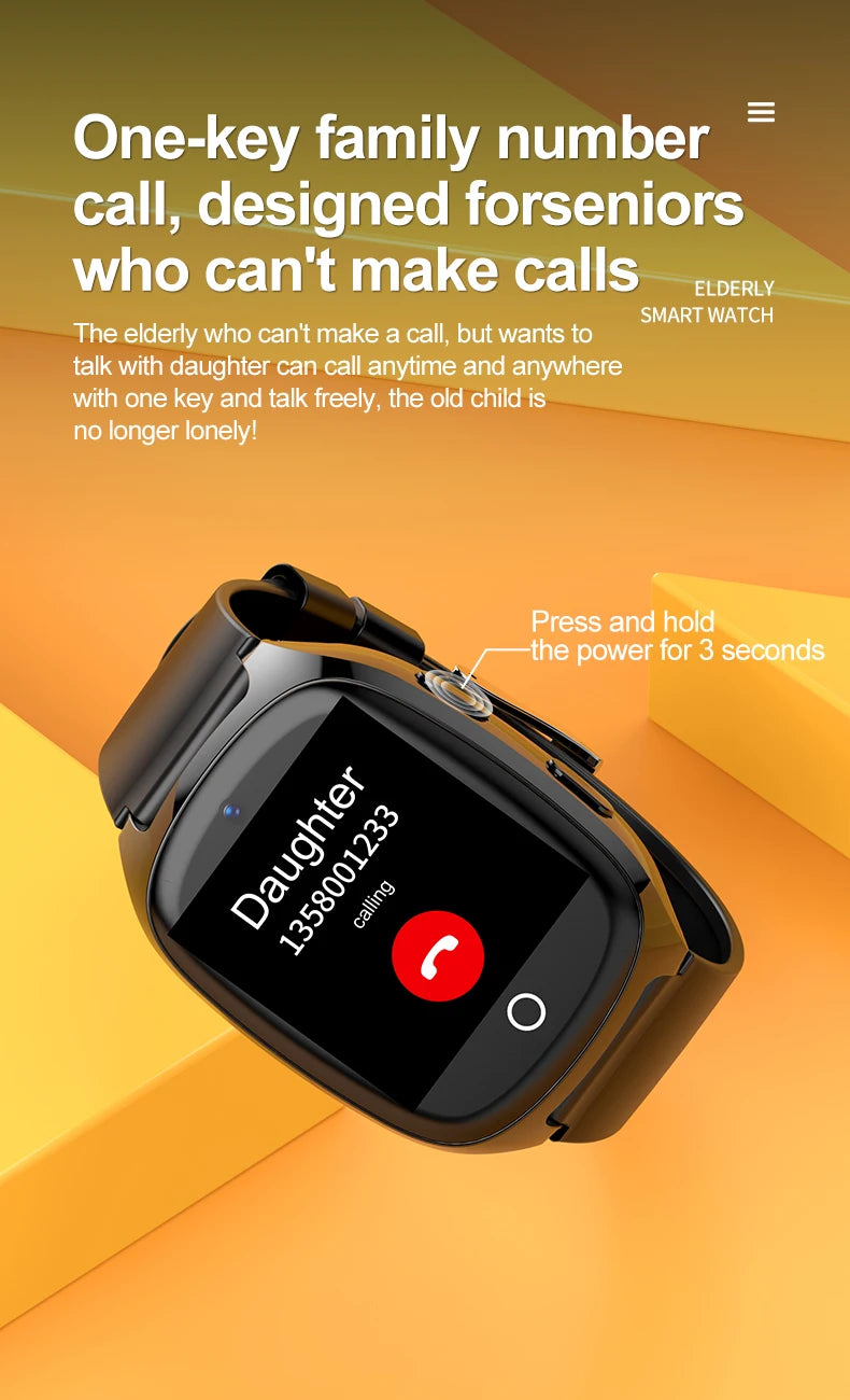 4G Elderly Tracker Smart watch D300 Body Temperature Heart Rate Blood Pressure GPS Location Tracking Phone Watch for Old People