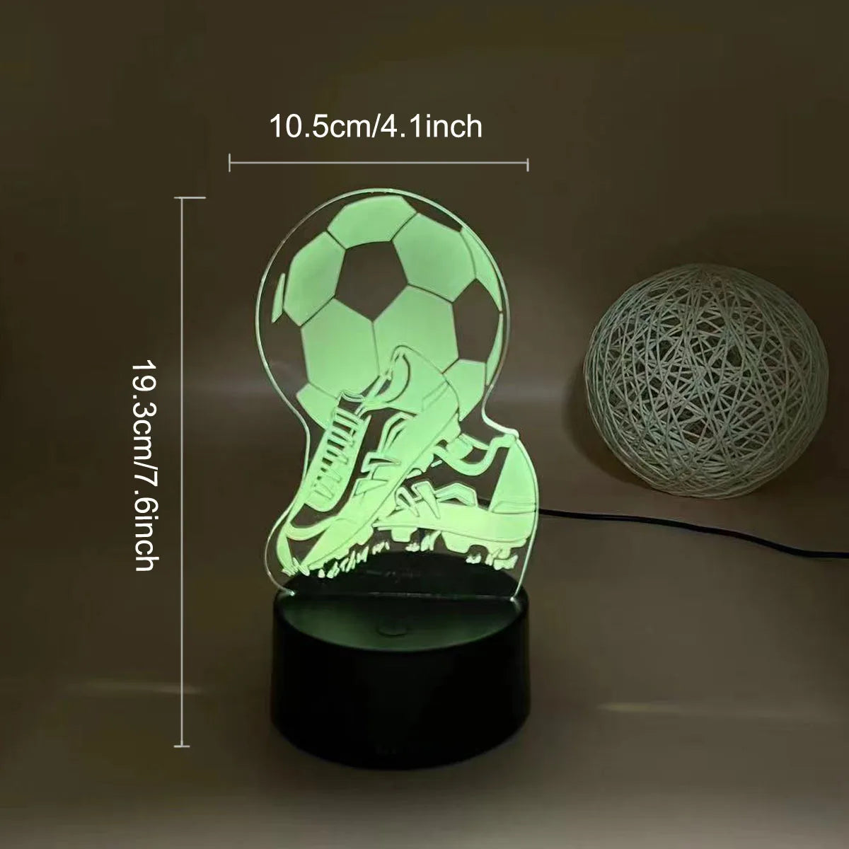 1pc Football 3D Night Light, 3D Optical Illusion Lamp With Touch, 7-Color Changing Ambient Light For Bedroom