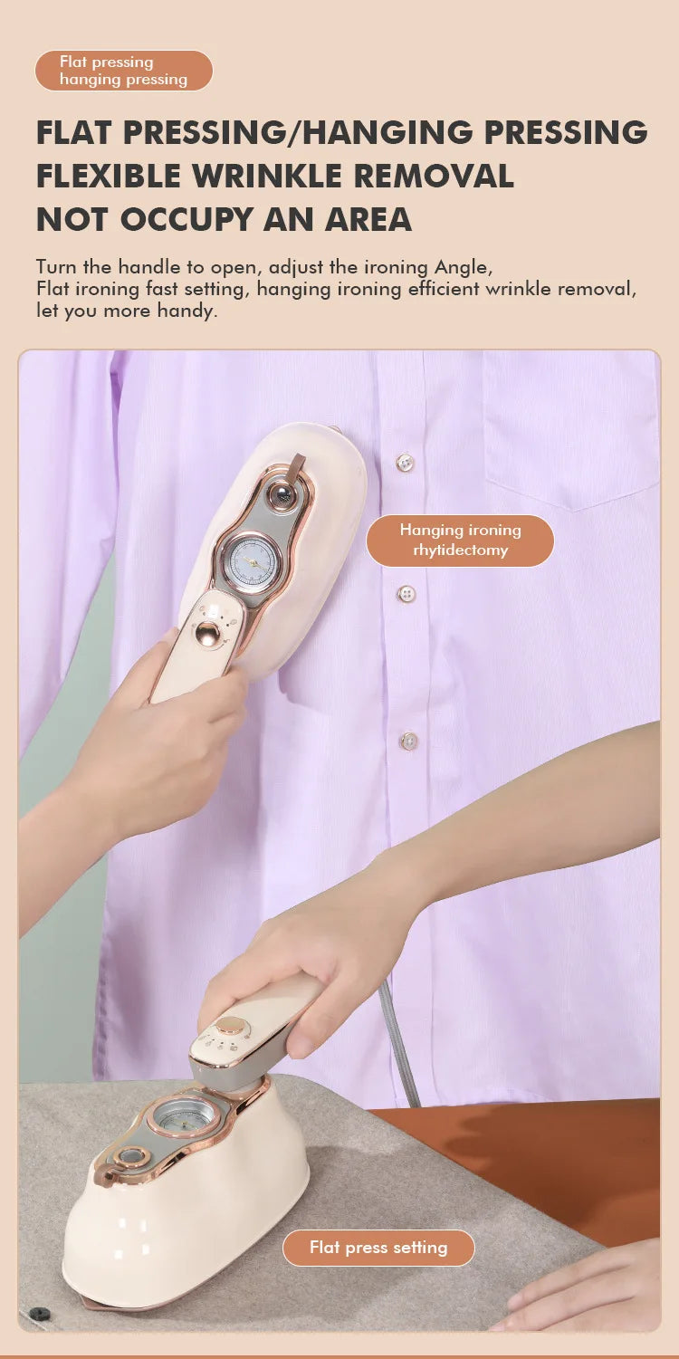 1200W Portable Garment Steamer Mini Handheld Steam Iron for Garments Wet and Dry Dual Use Electric Iron Travel Ironing Machine