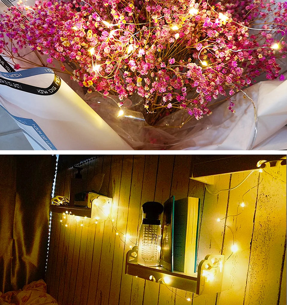 3 Modes 1M 2M 3M 5M Led Fairy Lights Copper Wire String Holiday Outdoor Lamp Garland For Christmas Tree Wedding Party Decoration