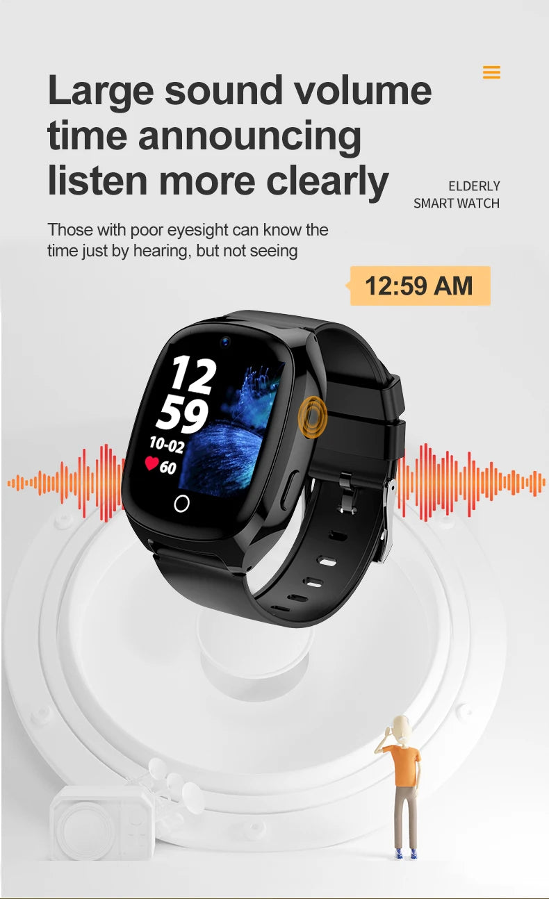 4G Elderly Tracker Smart watch D300 Body Temperature Heart Rate Blood Pressure GPS Location Tracking Phone Watch for Old People