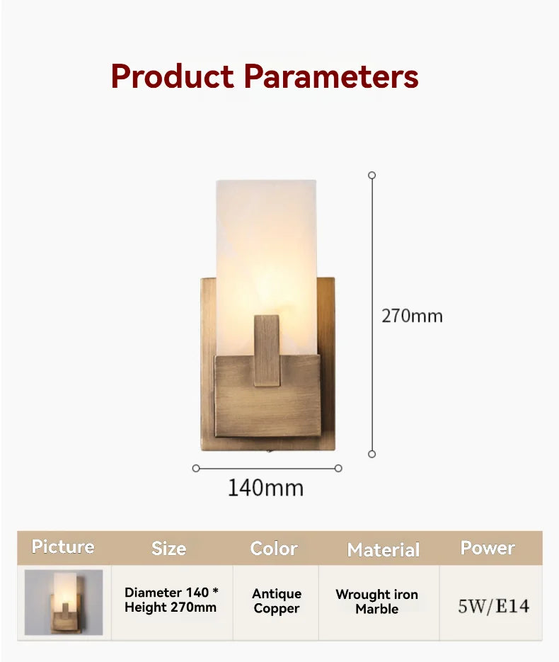 Natural Marble Wall Lamp Minimalist Living Room Bedroom TV Background Wall Light Entrance Hallway American Style Bedside Lamps