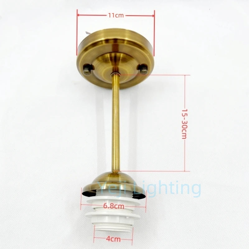 E27 Socket Lamp Holder with Ceiling Plate Ceiling Canopy Metal Rod Iron Ceiling Rose with Rod Lamp Base for LED Chandelier DIY