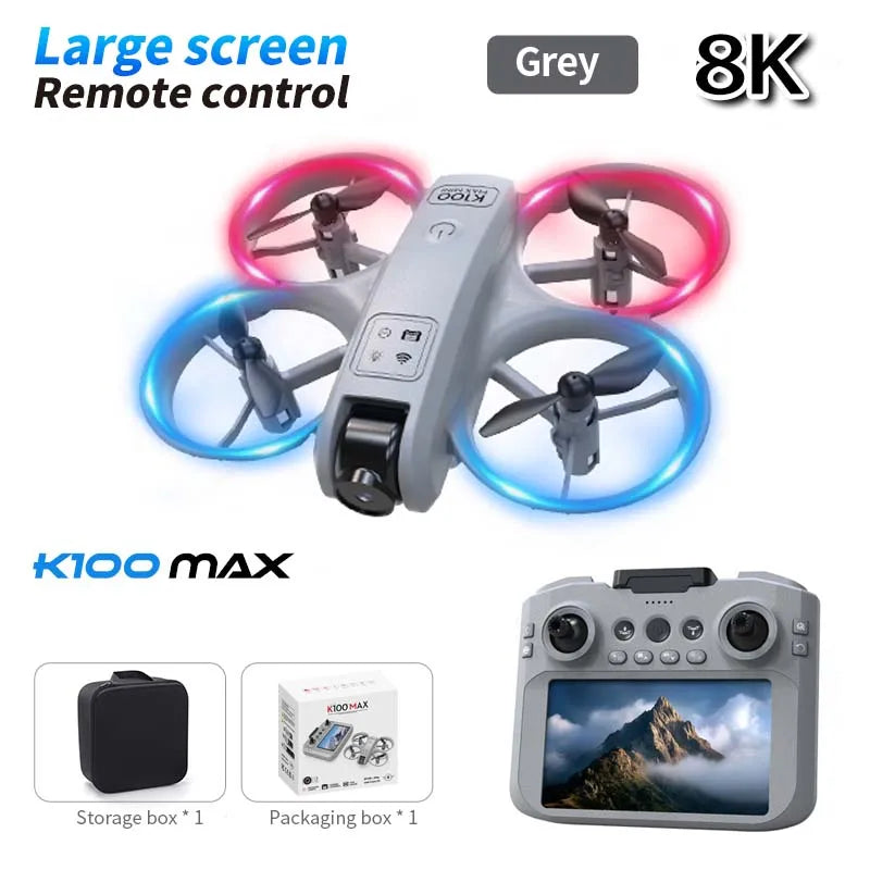 K100 MAX HD 8K Drone With Dual Cameras Obstacle Avoidance Optical Flow Professional Aerial Photography Video For Kid Adults Gift