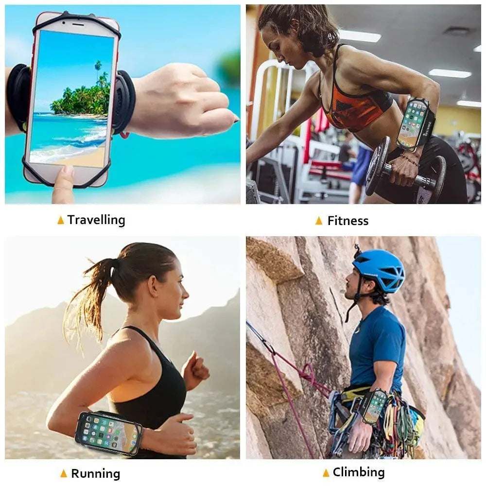 New Wristband Phone Holder 360°Rotatable Universal Sports Wristband for Smartphone Running Armband for Hiking Biking Walking