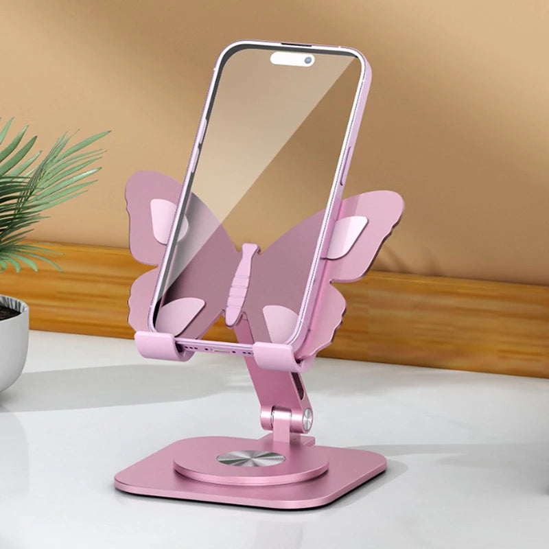 Aluminum Alloy Mobile Phone Holders Butterfly 360 Degree Rotating Mobile Phone Stand Foldable Adjustable Tablet Stand