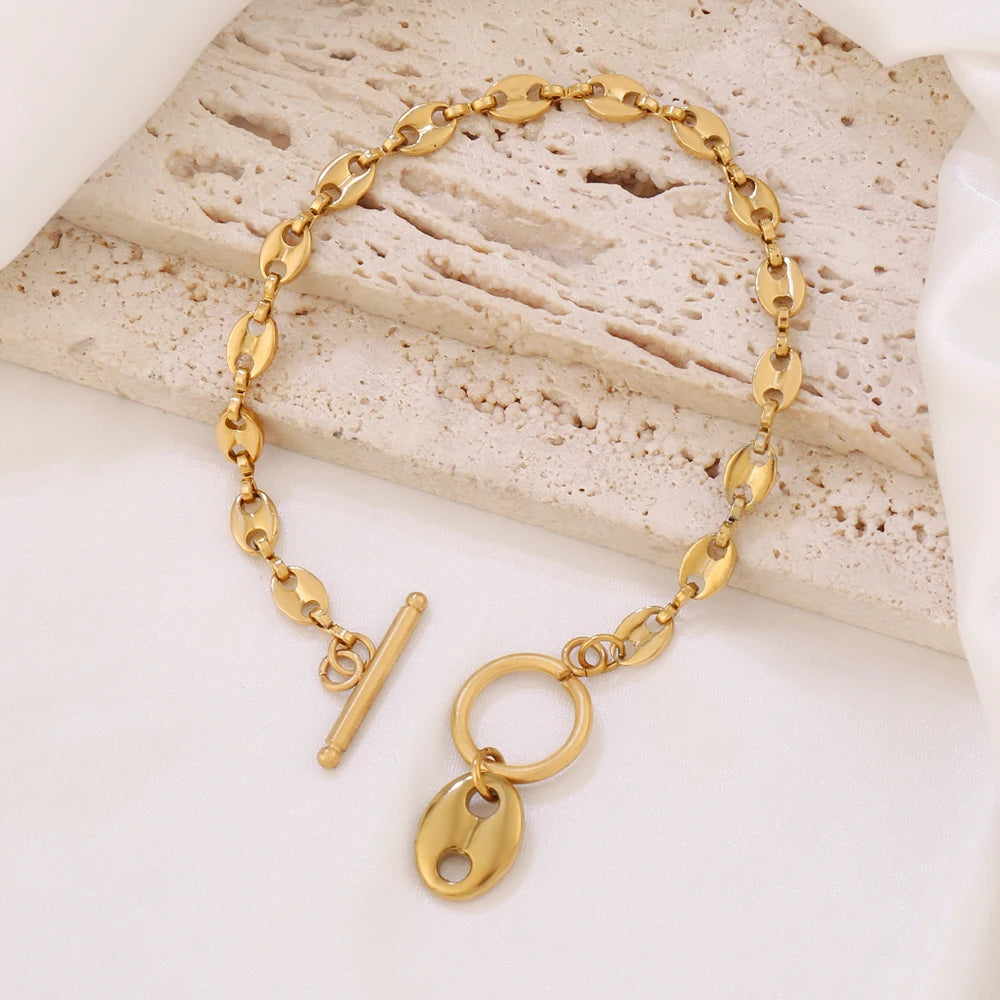 316L Stainless Steel Coffee Bean Pendant Bracelet For Women Fashion Coffee Bean Shape Chain Bracelets Jewelry Gift