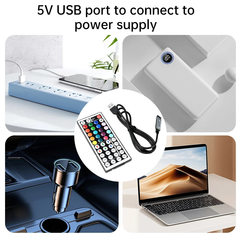 Led Controller 44 Keys LED IR RGB Controler IR Remote Dimmer USB 5V/DC 5-24V For RGB 3528 5050 LED Strip Lights