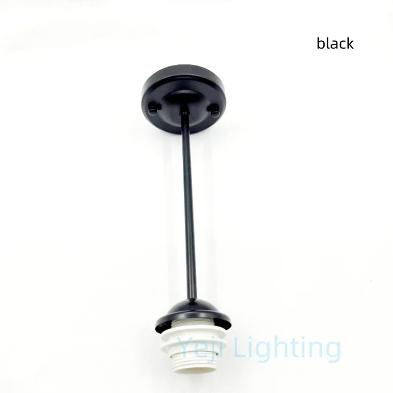 E27 Socket Lamp Holder with Ceiling Plate Ceiling Canopy Metal Rod Iron Ceiling Rose with Rod Lamp Base for LED Chandelier DIY