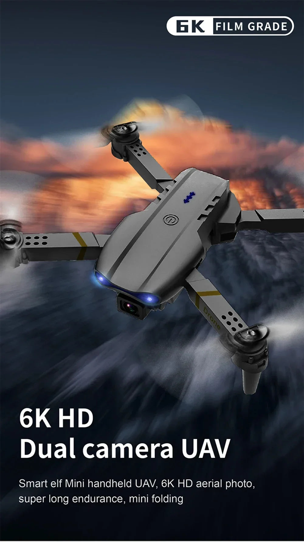 E99 Pro Drone Quadcopter Remote Control Handle Four Axis Aircraft HD 6K Photography UAV Altitude Fixation Helicopter Toys