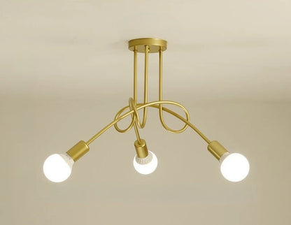 Retro Chandelier Wrought Iron LED Ceiling Lamp Black and White E27 Light Living Room Modern Decoration Home Lighting Fixture