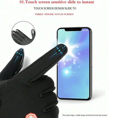 1pc Outdoor Double-Layer Thermal Lined Warm, Anti-Slip, Waterproof, Touchscreen Compatible,Windproof Sports &amp; Cycling Gloves