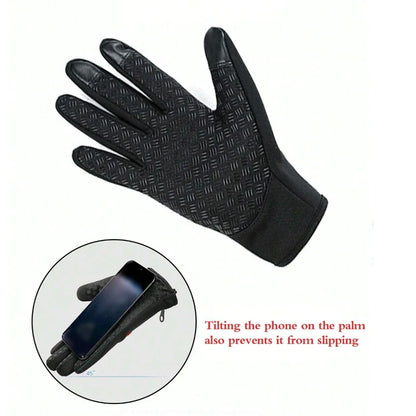 1pc Outdoor Double-Layer Thermal Lined Warm, Anti-Slip, Waterproof, Touchscreen Compatible,Windproof Sports &amp; Cycling Gloves