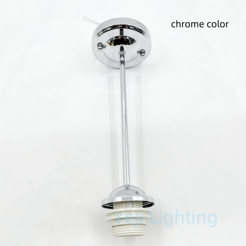 E27 Socket Lamp Holder with Ceiling Plate Ceiling Canopy Metal Rod Iron Ceiling Rose with Rod Lamp Base for LED Chandelier DIY