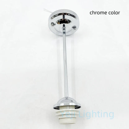 E27 Socket Lamp Holder with Ceiling Plate Ceiling Canopy Metal Rod Iron Ceiling Rose with Rod Lamp Base for LED Chandelier DIY