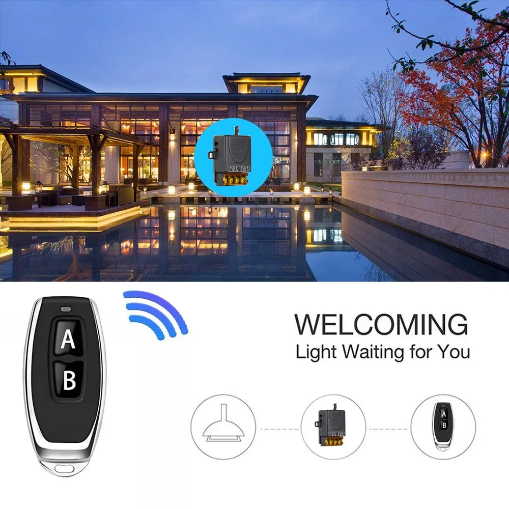 AC 110V 220V 30A Relay Wireless Remote Control Switch System RF 433Mhz Transmitter On Off for Water Heaters Ceiling LED Lamp