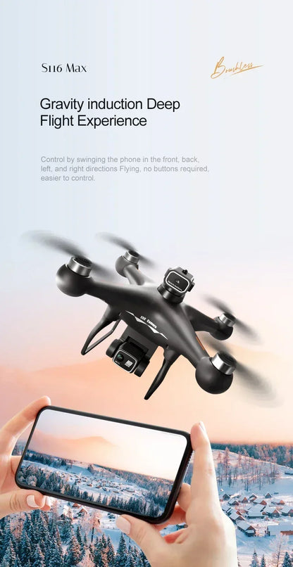 2025 New S116 MAX 8K Drone 3 Batteries+WIFI FPVDual Camera Ptical Flow 360° Obstacle Avoidance Brushless Motor RC Quadcopter
