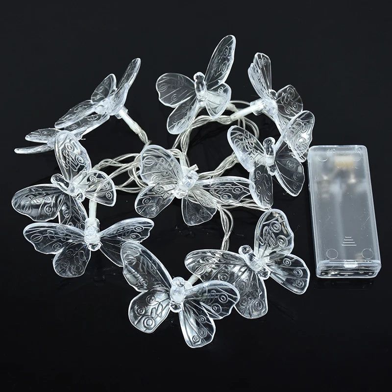 1.5M 10LED Butterfly Lights String Battery Outdoor Fairy Night Lamp Room Garland Curtain Girls Brithday Wedding Party Decoration