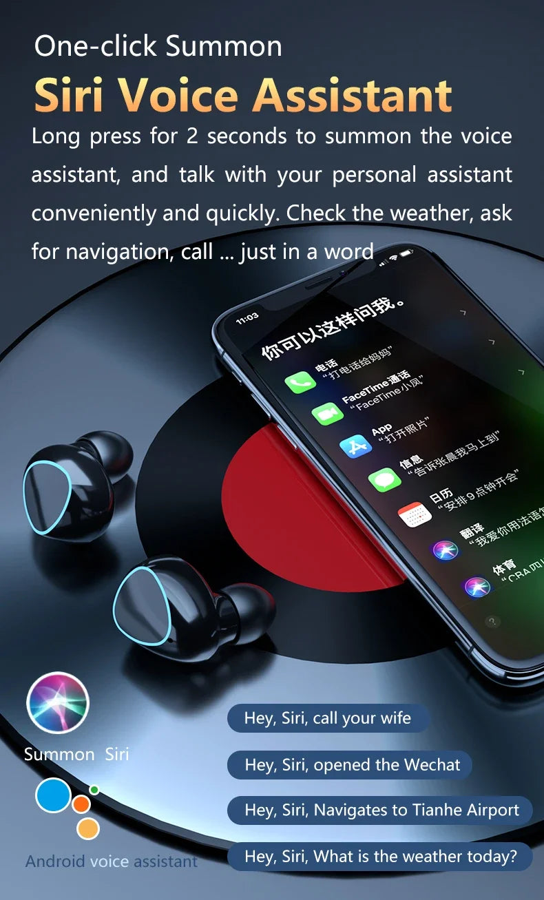 M10 TWS Wireless Earbuds: Sports Waterproof Design, Bluetooth Connection, 9D Stereo Sound + Charging Box &amp; Microphone