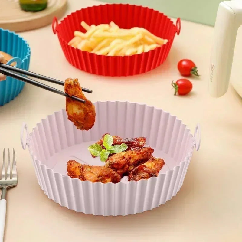 Air Fryer Silicone Liners Air Fryer Silicone Pot Reusable Silicone Air Fryer Liners Food Safe Non Stick Air-Fryer Accessories