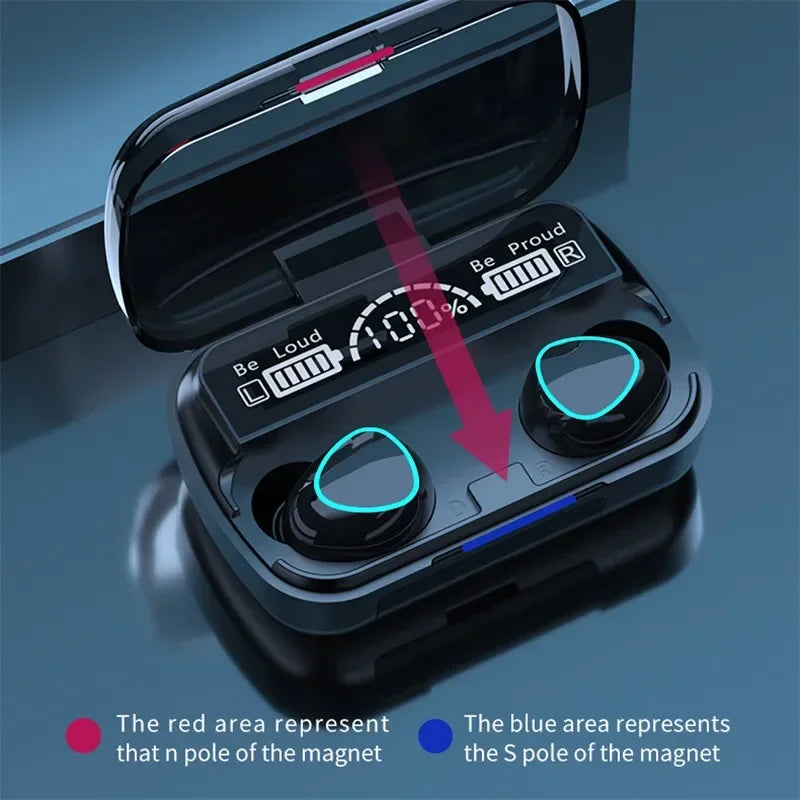 M10 TWS Wireless Earbuds: Sports Waterproof Design, Bluetooth Connection, 9D Stereo Sound + Charging Box &amp; Microphone