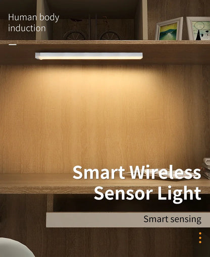 Motion Sensor Light Wireless Rechargeable LED Night Light Wardrobe Closet Cabinet Lamp Staircase Kitchen Backlight 10/20/30/50cm