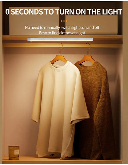 Motion Sensor Light Wireless Rechargeable LED Night Light Wardrobe Closet Cabinet Lamp Staircase Kitchen Backlight 10/20/30/50cm