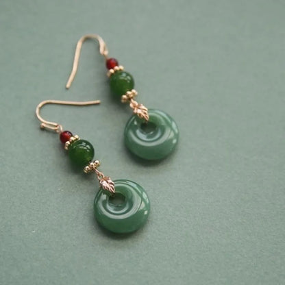 Ethnic Chinese Jade Loop Earrings for Women Traditional Luxury Wedding Jewelry Retro Palace Style Ornament Ear Clip Earring Gift