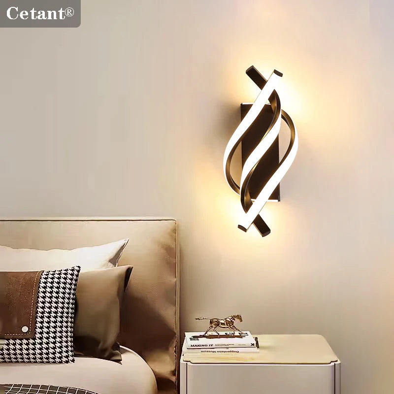 Modern LED Wall Lamp Curved Spiral 2 Pieces Lamps Bedroom Bedside Corridor Living Room Staircase Corridor Home Decor Led Lights