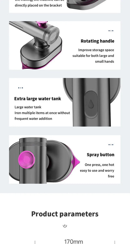 Portable Mini Steam Iron For Clothes Foldable Handheld Electric Ironer Wet Dry Garment Steamer Ironing Machine Travel Home Appli