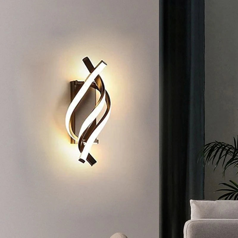 Modern LED Wall Lamp Curved Spiral 2 Pieces Lamps Bedroom Bedside Corridor Living Room Staircase Corridor Home Decor Led Lights