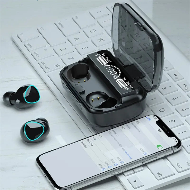M10 TWS Wireless Earbuds: Sports Waterproof Design, Bluetooth Connection, 9D Stereo Sound + Charging Box &amp; Microphone