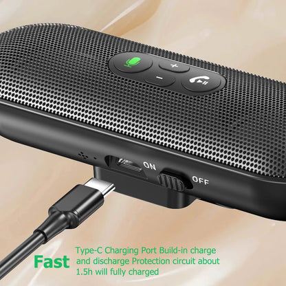 Bluetooth 5.4 Speaker Handsfree Car Kit Sun Visor Clip Wireless Audio Receiver Speakerphone Loud Music Player Dual Microphone