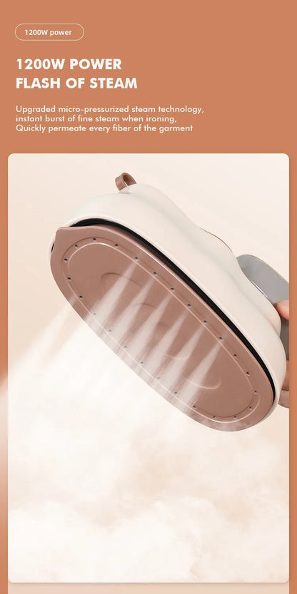 1200W Portable Garment Steamer Mini Handheld Steam Iron for Garments Wet and Dry Dual Use Electric Iron Travel Ironing Machine