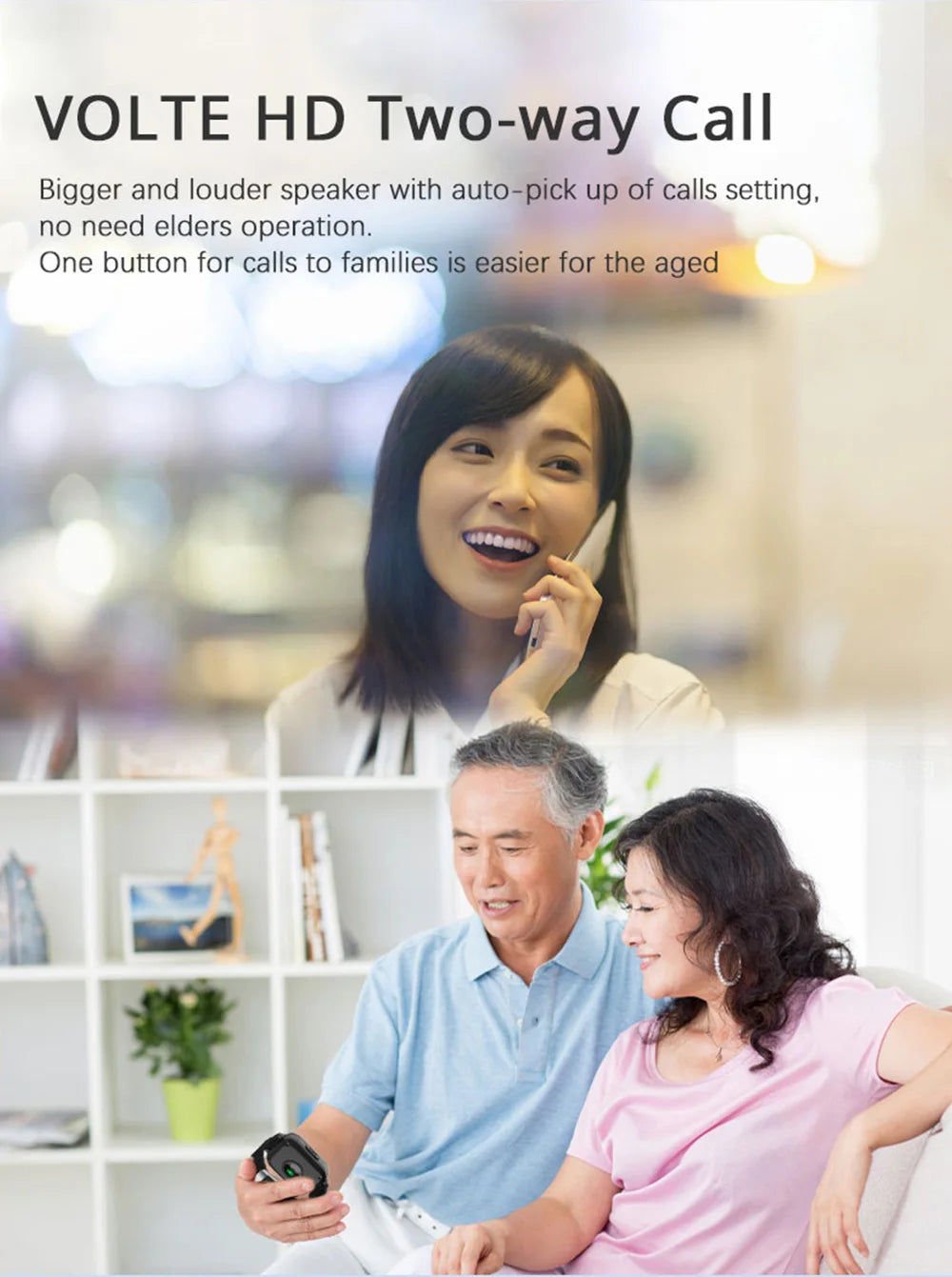 Newest 4G Smart GPS Watch Tracker Elderly Fall-down Alert SOS Emergency Alram Two-way Video Call HR &amp; BP Body Temp. Blood Oxygen