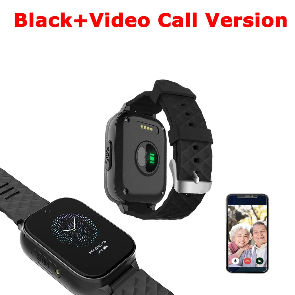Newest 4G Smart GPS Watch Tracker Elderly Fall-down Alert SOS Emergency Alram Two-way Video Call HR &amp; BP Body Temp. Blood Oxygen