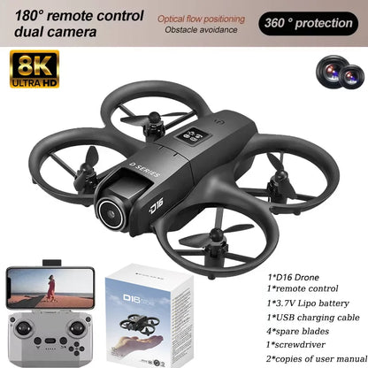 D16 Drone 8K HD With FPV Dual Camera RC Brushless Power Motor 5G WIFI Smart Obstacle Avoidance Profesional Aerial Quadcopter Toy